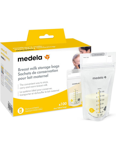 Bolsas de Almacenamiento de Leche Materna Medela 100 Unidades + 2 Protectores de Pezón 16mm