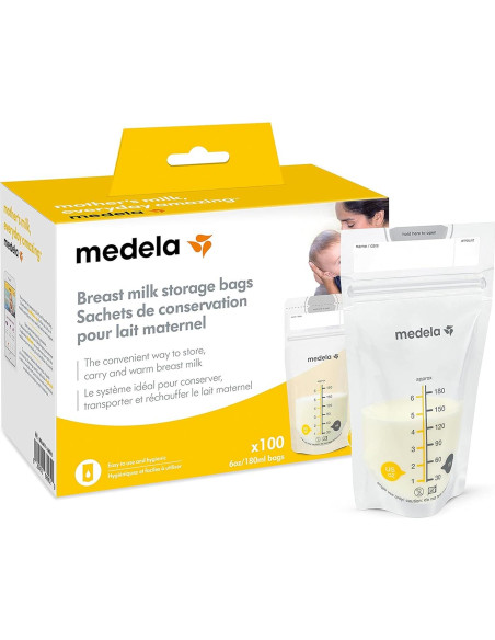 Bolsas de Almacenamiento de Leche Materna Medela 100 Unidades + 2 Protectores de Pezón 16mm