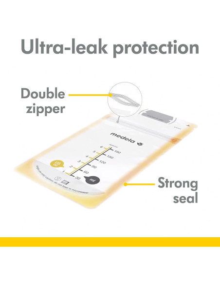 Bolsas de Almacenamiento de Leche Materna Medela 100 Unidades + 2 Protectores de Pezón 16mm