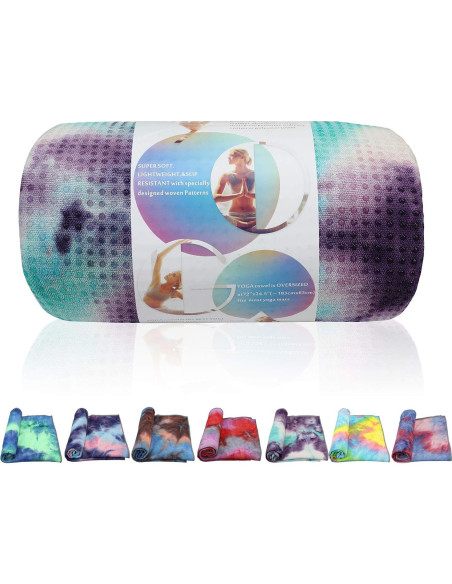 Toalla de Yoga Antideslizante Pefi 183x61 cm Microfibra Verde/Rosa