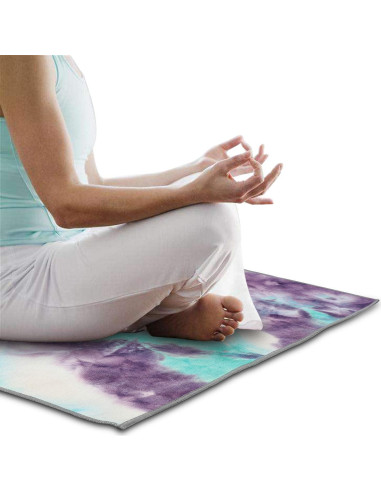 Toalla de Yoga Antideslizante Pefi 183x61 cm Microfibra Verde/Rosa