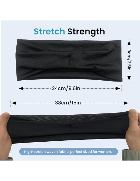 6 Cintas Deportivas Traier para Sudor - Bandas Absorbentes Negras