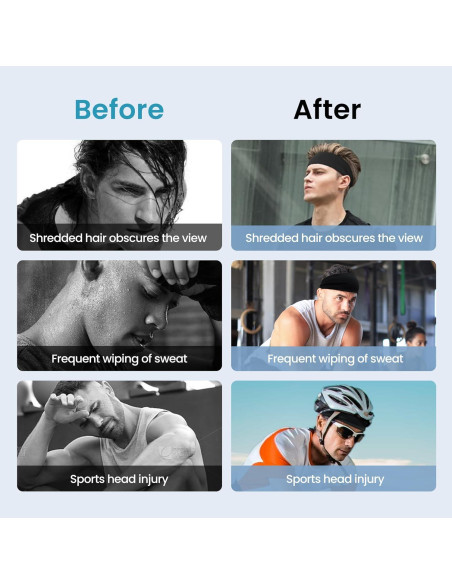 6 Cintas Deportivas Traier para Sudor - Bandas Absorbentes Negras