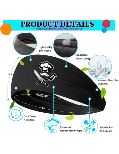 3 Bandas para la Cabeza Deportivas Viofre Unisex - Absorbe Sudor