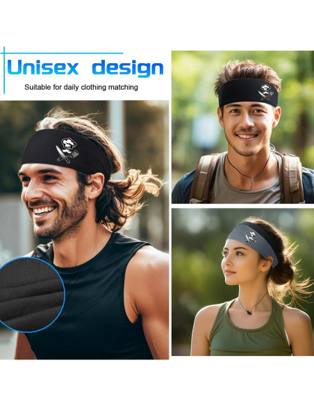 3 Bandas para la Cabeza Deportivas Viofre Unisex - Absorbe Sudor