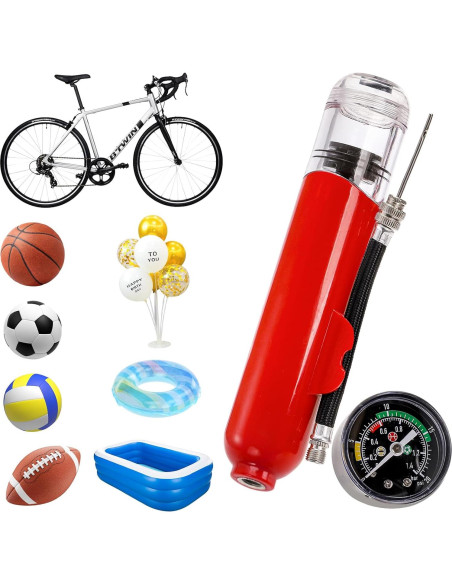Bomba de Pelotas Lawei con Manómetro Doble Acción Roja