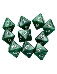 Juego de 10 Dados Poliedricos D8 Verde Marsrut 1.6cm