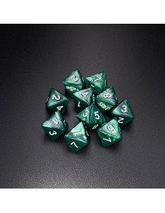 Juego de 10 Dados Poliedricos D8 Verde Marsrut 1.6cm 2