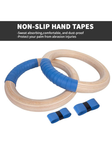 Anillas de Gimnasia de Madera Gymbigger 1500lbs 4.5m Ajustables