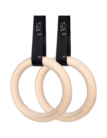 Anillas de Gimnasia de Madera Gymbigger 1500lbs 4.5m Ajustables