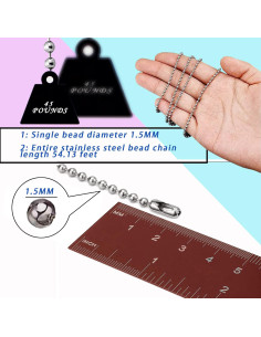 Cadena de Bolas de Acero Inoxidable YZDTECH 16.76m con 100 Conectores 2