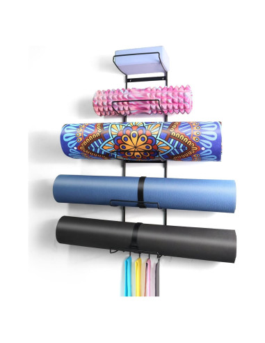 Soporte de Mat de Yoga MRZZATA 5 Niveles Montado en Pared