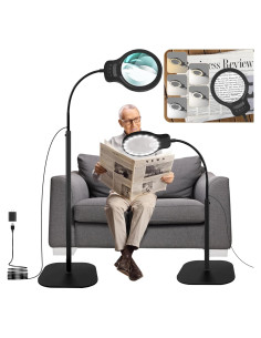 Lupa de pie JUOIFIP 10X 30X con luz y soporte ajustable