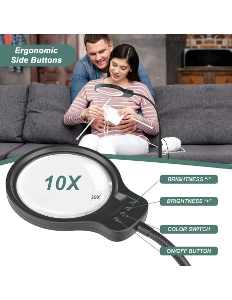 Lupa de pie JUOIFIP 10X 30X con luz y soporte ajustable Lupa de pie JUOIFIP 10X 30X con luz y soporte ajustable