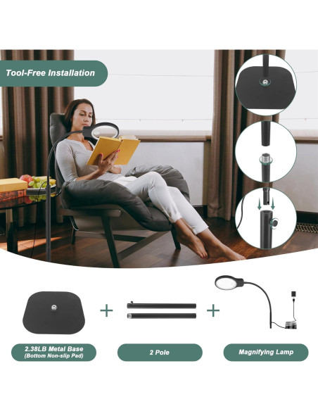 Lupa de pie JUOIFIP 10X 30X con luz y soporte ajustable Lupa de pie JUOIFIP 10X 30X con luz y soporte ajustable