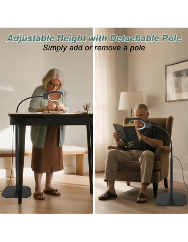 Lupa de pie JUOIFIP 10X 30X con luz y soporte ajustable