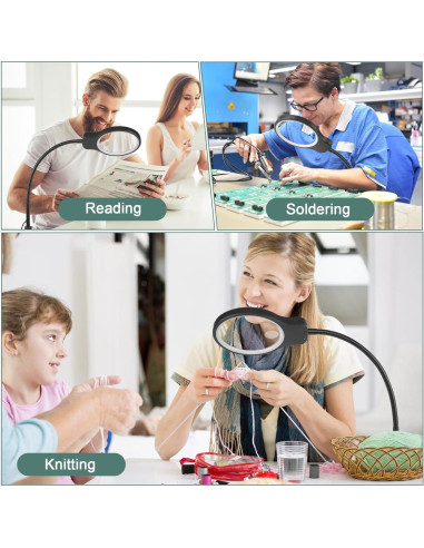 Lupa de pie JUOIFIP 10X 30X con luz y soporte ajustable