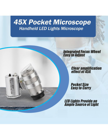 Lupa Mini 45X con 2 Luces LED Crazy Cart - Joyeros