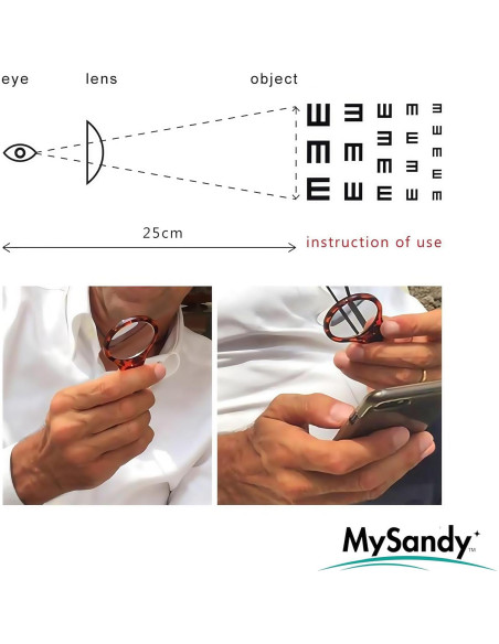 Lupa Portátil 3X MYSANDY con Correa de Cuero - Negra