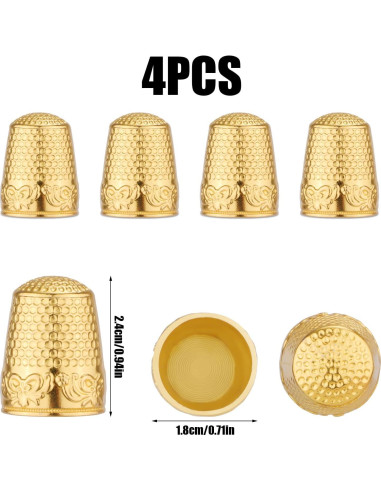 4 Dedales de Metal de Cobre para Coser y Bordar - Gosknor