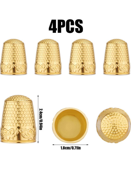 4 Dedales de Metal de Cobre para Coser y Bordar - Gosknor