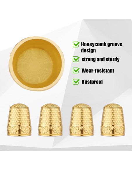 4 Dedales de Metal de Cobre para Coser y Bordar - Gosknor