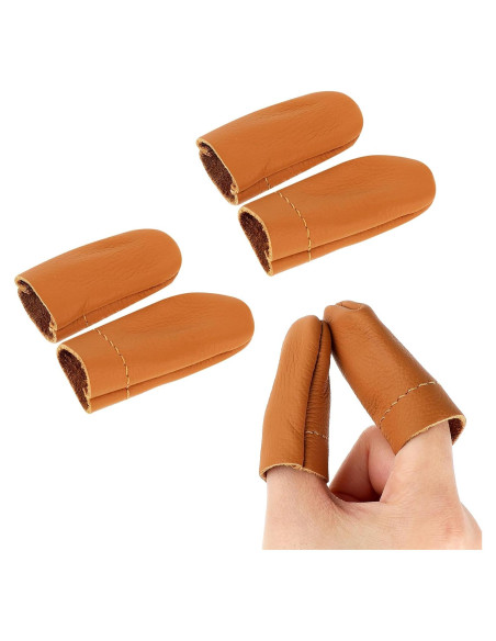 3 Pares de Dedales de Cuero Amarillo FdcLixuvol - Protectores de Dedos