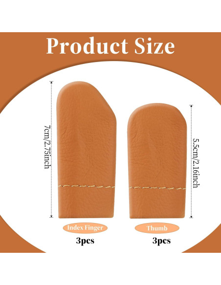 3 Pares de Dedales de Cuero Amarillo FdcLixuvol - Protectores de Dedos