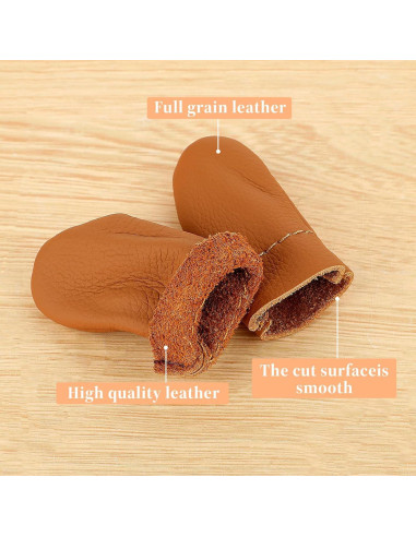 3 Pares de Dedales de Cuero Amarillo FdcLixuvol - Protectores de Dedos