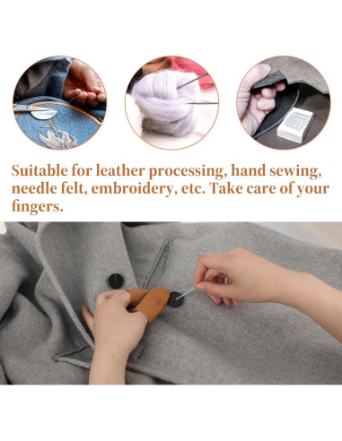 3 Pares de Dedales de Cuero Amarillo FdcLixuvol - Protectores de Dedos