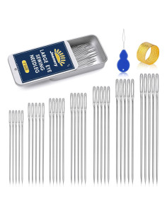 Juego de 35 Agujas de Coser JNENERY de Ojo Grande - Acero Inoxidable