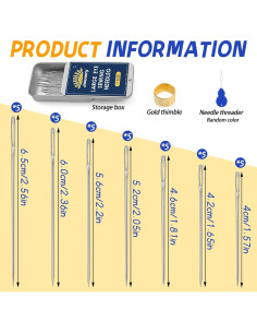 Juego de 35 Agujas de Coser JNENERY de Ojo Grande - Acero Inoxidable 2