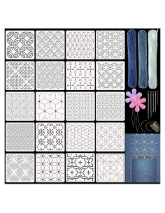 Kit de Plantillas Sashiko 20 Pcs Affrolling 12x12 cm Bordado