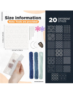 Kit de Plantillas Sashiko 20 Pcs Affrolling 12x12 cm Bordado 2