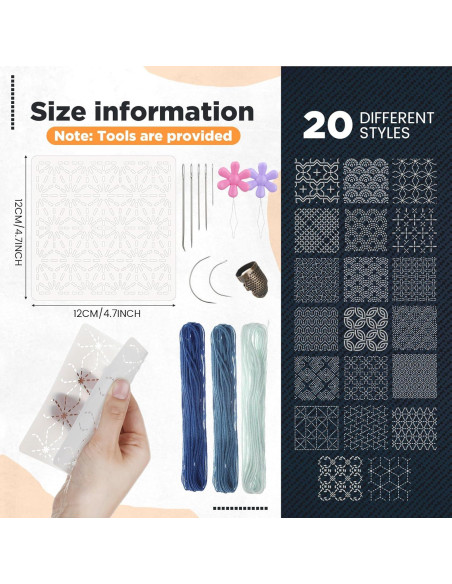 Kit de Plantillas Sashiko 20 Pcs Affrolling 12x12 cm Bordado Kit de Plantillas Sashiko 20 Pcs Affrolling 12x12 cm Bordado