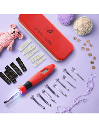 Juego de Ganchillos Iluminados Hearth & Harbor con Contador