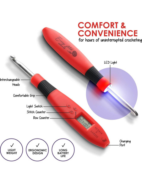 Juego de Ganchillos Iluminados Hearth & Harbor con Contador