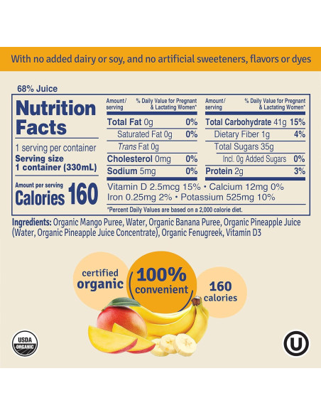 Batido de Lactancia Sweetie Pie Organics Mango Plátano 4x327ml