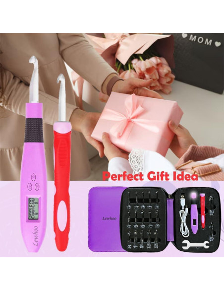 Set de Ganchos de Crochet Digitales Lewhoo 2.5-14mm Iluminados Set de Ganchos de Crochet Digitales Lewhoo 2.5-14mm Iluminados