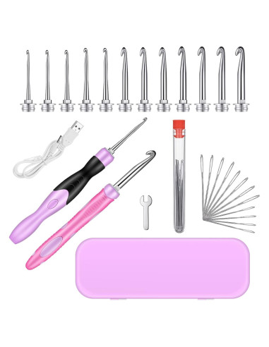 Juego de Ganchillos Iluminados MTLEE 12 Tamaños 2 a 8 mm