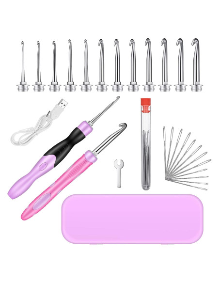 Juego de Ganchillos Iluminados MTLEE 12 Tamaños 2 a 8 mm