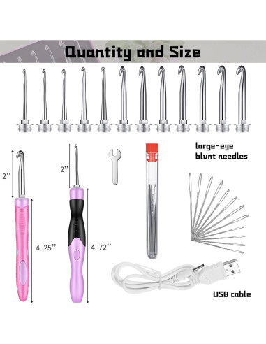 Juego de Ganchillos Iluminados MTLEE 12 Tamaños 2 a 8 mm