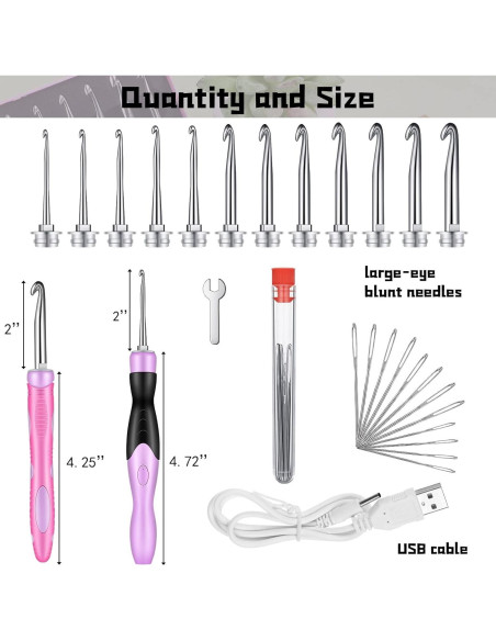 Juego de Ganchillos Iluminados MTLEE 12 Tamaños 2 a 8 mm