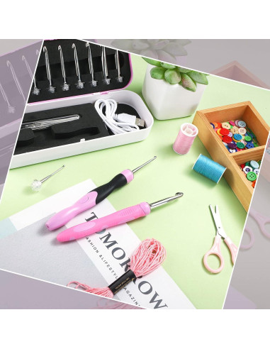 Juego de Ganchillos Iluminados MTLEE 12 Tamaños 2 a 8 mm