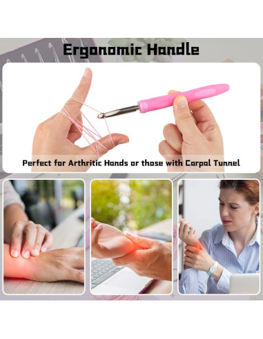 Juego de Ganchillos Iluminados MTLEE 12 Tamaños 2 a 8 mm