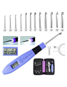 Conjunto de Ganchos de Crochet Zcvtbye con Luz LED y Contador