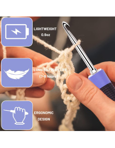 Conjunto de Ganchos de Crochet Zcvtbye con Luz LED y Contador 2