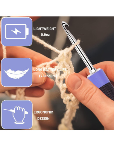 Conjunto de Ganchos de Crochet Zcvtbye con Luz LED y Contador