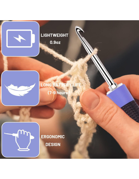 Conjunto de Ganchos de Crochet Zcvtbye con Luz LED y Contador