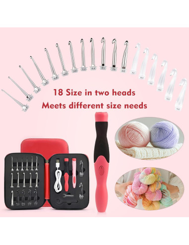 Juego de Ganchillos Iluminados AIYUNDI 18 Piezas Ergonomicos